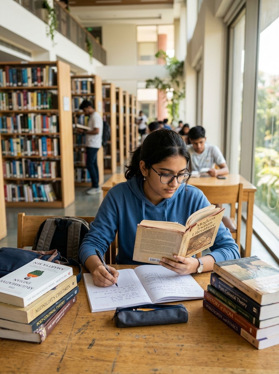 Student reading in library - XI-XII Arts at Next Gen Scholars